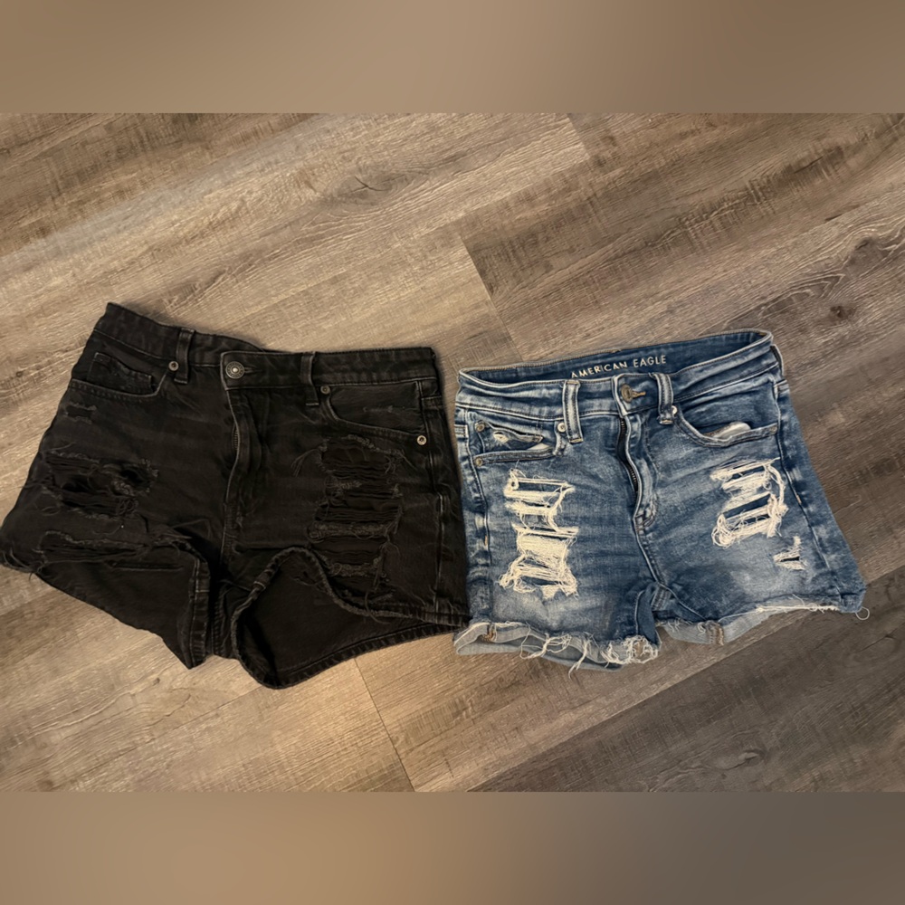 American Eagle Outfitters black and blue Denim Shorts